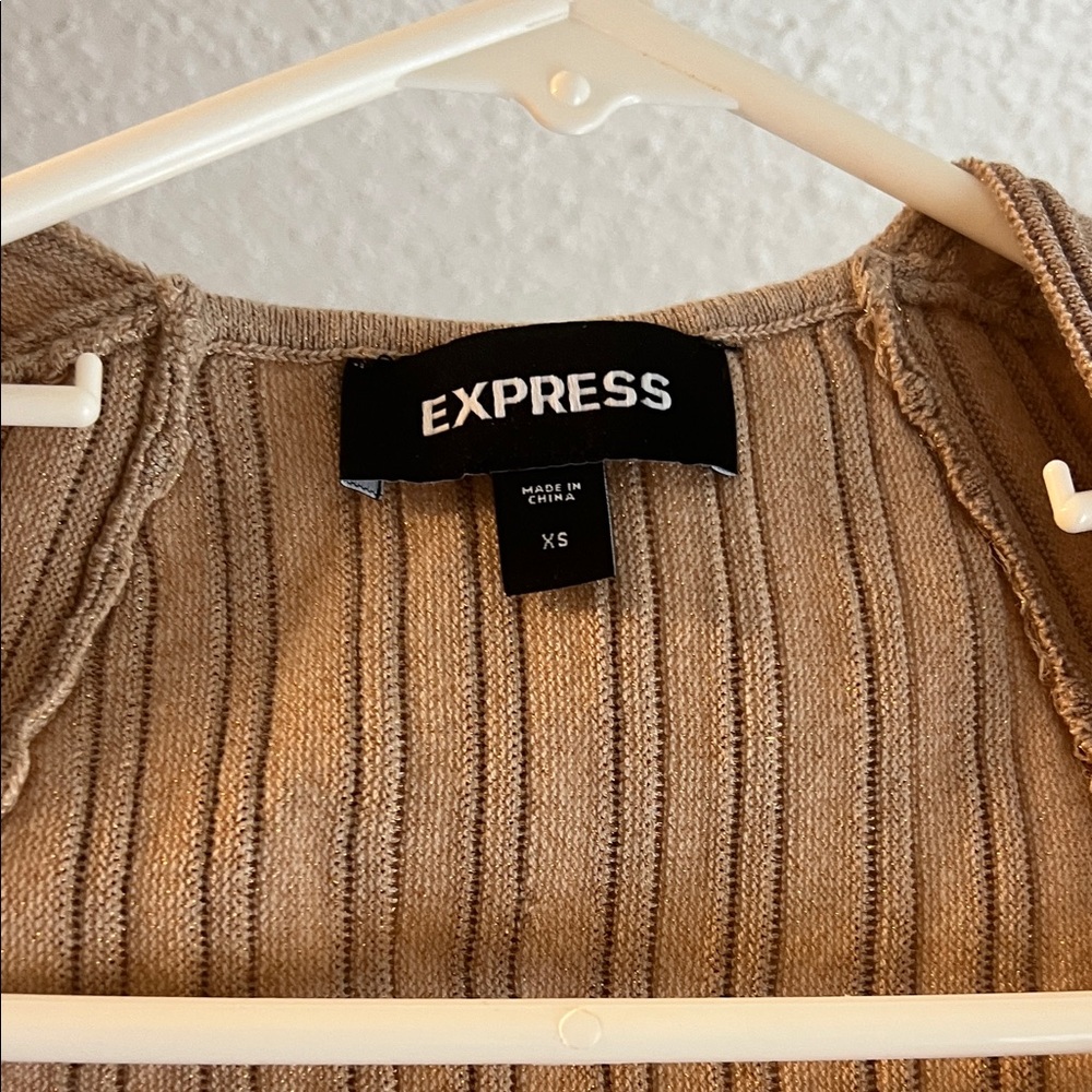 Express Beige Ribbed Crop Top - Picture 2 of 2